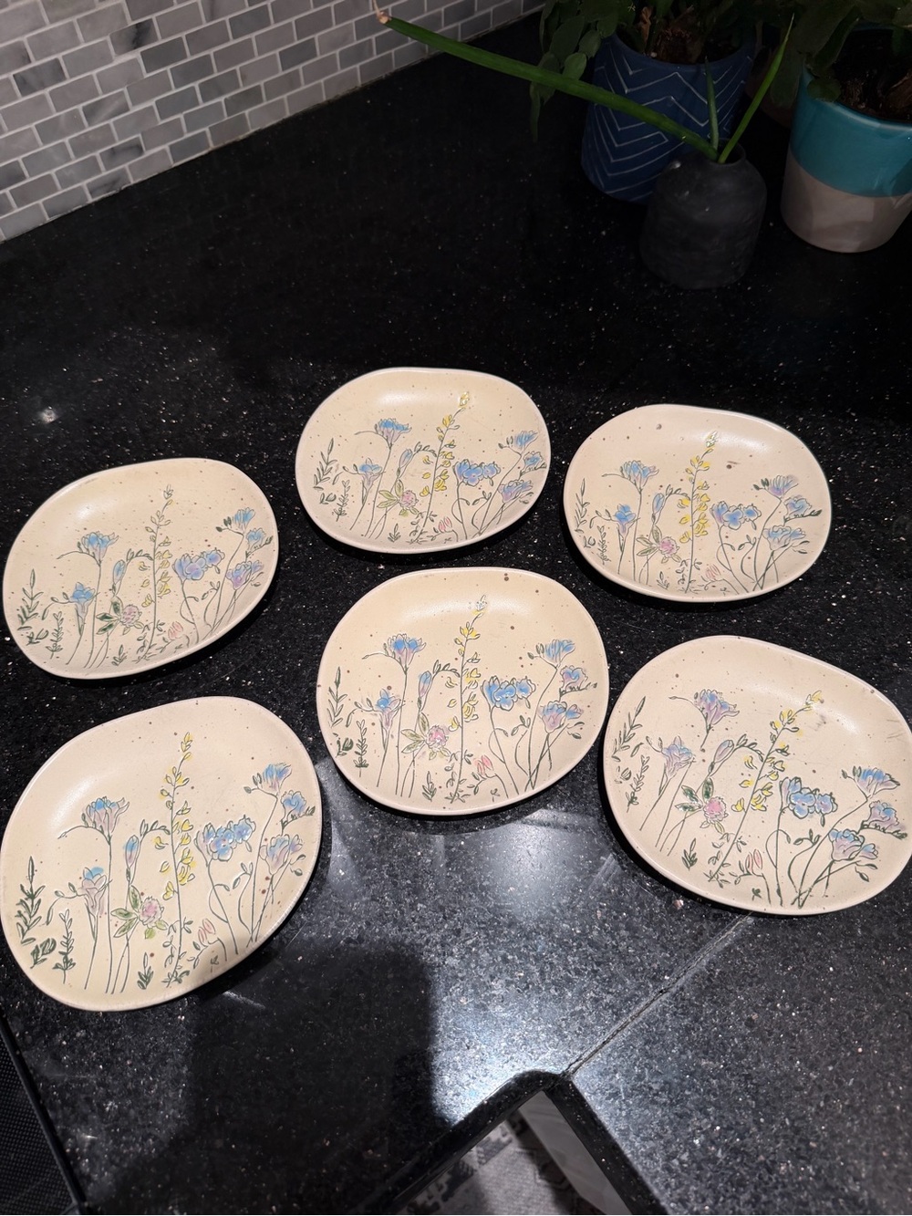 Lot of 6 Spectrum Designz Spring Pressed Garden Flowers 6” Ceramic Plates 2020